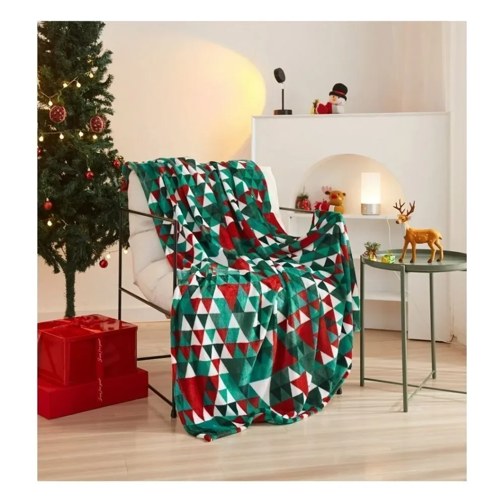 Holiday Time Christmas Winter Modern Trees Design Soft Plush Throw Blanket, New